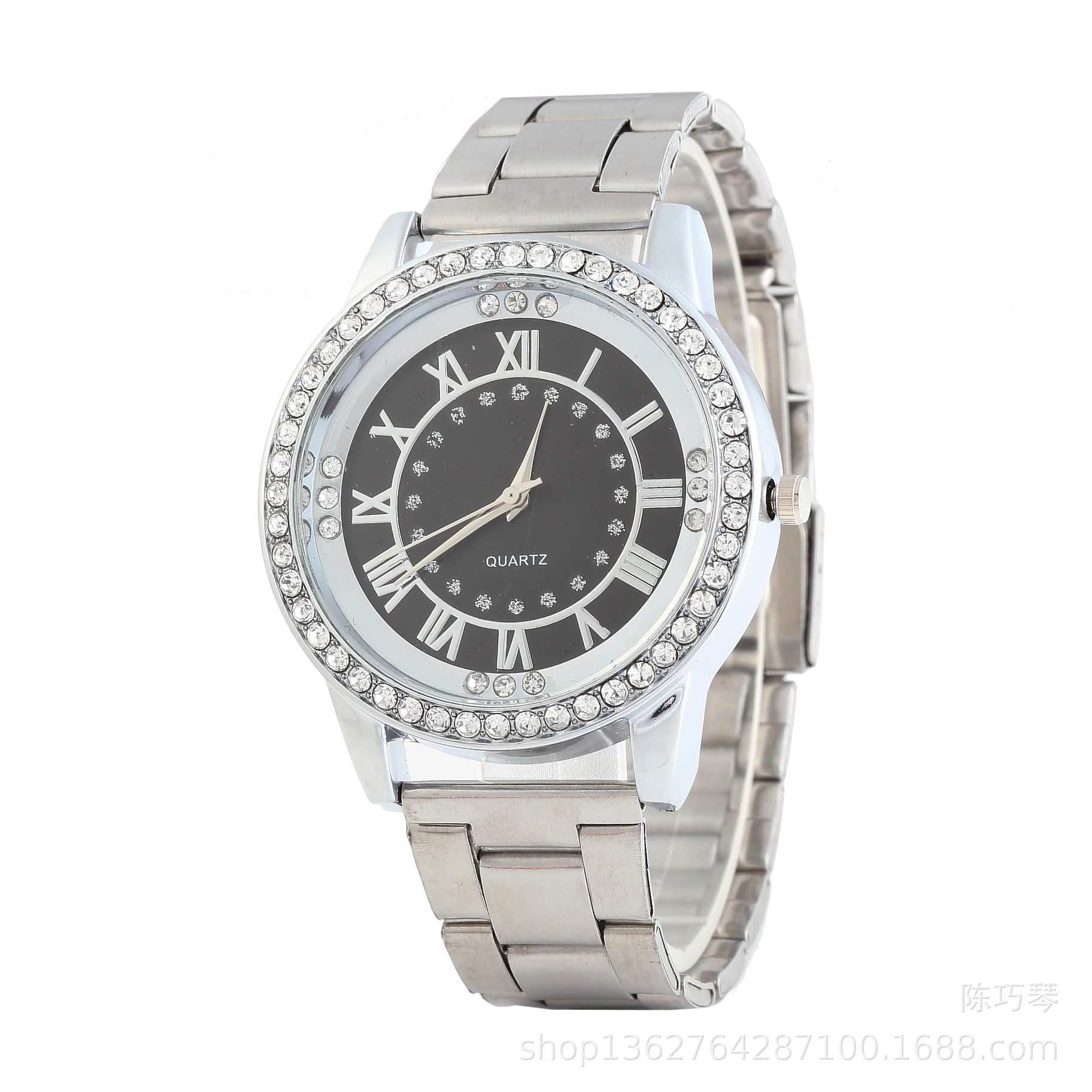 欧美时尚仿金钻表 外贸手表 罗马文男款女款手表 玫瑰金色表带18820/212产品图