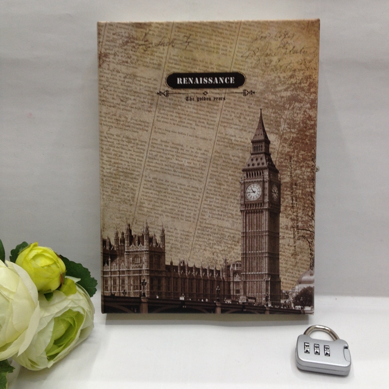 Combination lock Diary 520 Notepad Literary Chronicles European style boxed hardcover notebook color pages thick