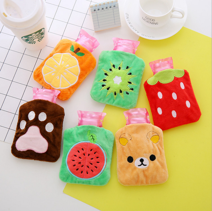 Fill water hot water bag Fill rubber cartoon warm water bag plush cloth set hand warm treasure warm baby