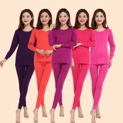 Xia Ou Ladies Cotton Underwear Autumn And Winter Comfortable Round Neck Mid-Collar Set Warm Long Johns Underwear Set