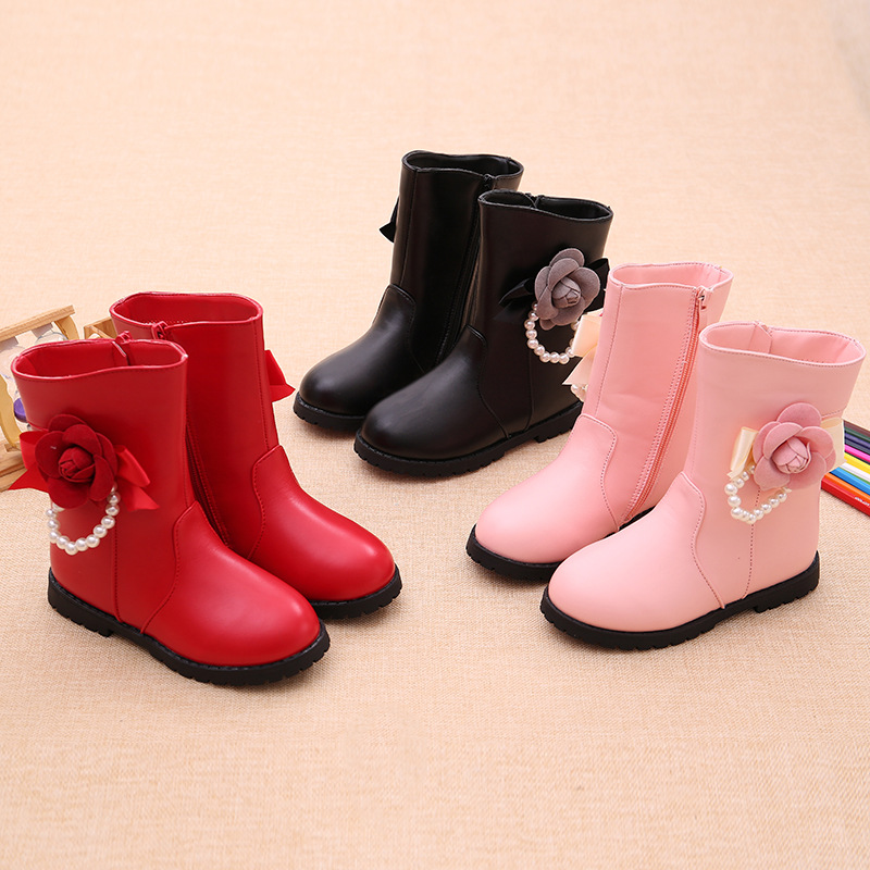 The new model adds velvet and thickening for girls and children ankle boots, leather boots, side zipper for girls and Martin boots