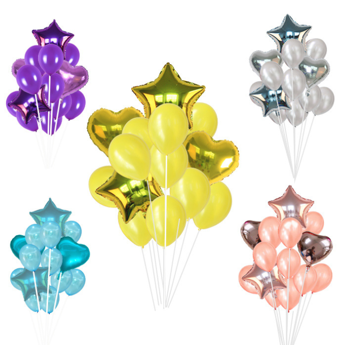 14pcs Balloon Heart Five-pointed Star Balloon Set