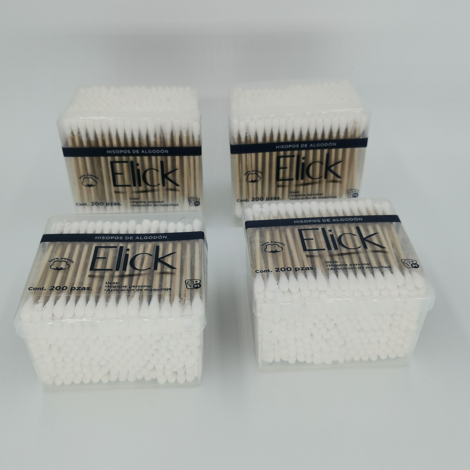 Hejun factory direct disposable sterile cosmetic makeup remover makeup clean wooden stick cotton swab rectangular box 200 thumbnail