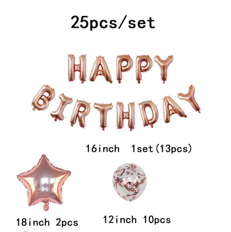 "Happy Birthday letter aluminum film balloon set and sequined birthday party decoration items are selling well overseas. Application Scenario