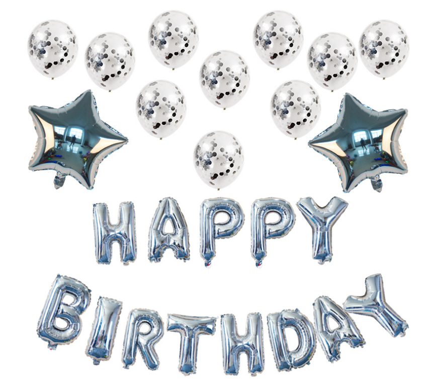 "Happy Birthday letter aluminum film balloon set and sequined birthday party decoration items are selling well overseas. Specification image