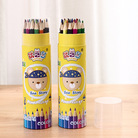 供应热销 卡通 儿童彩色铅笔 无毒环保24色筒桶装彩铅 批发
