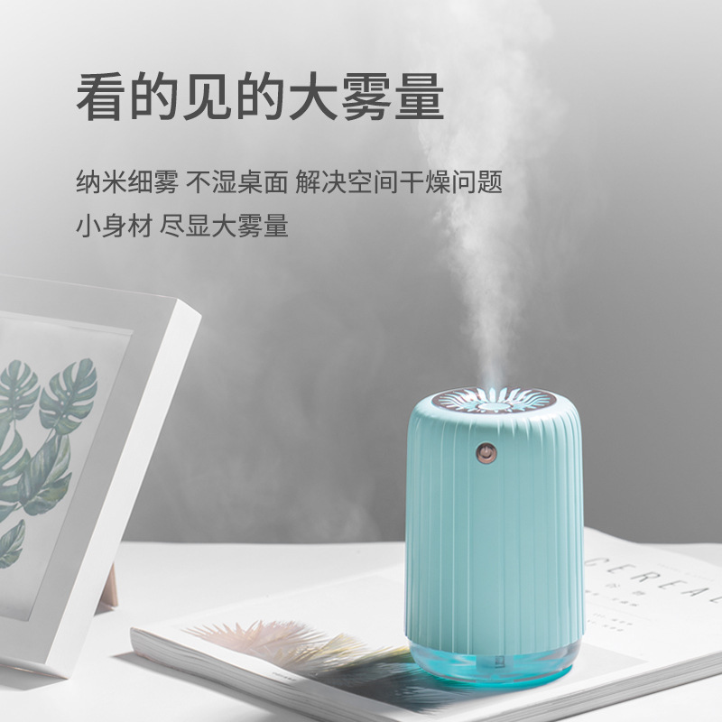 新款乐杯加湿器 USB静音空气补水喷雾雾化器车载大容量夜灯加湿器产品图
