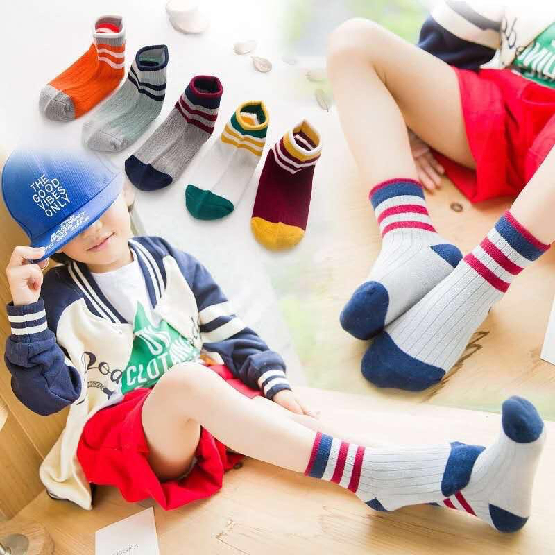 纯棉宝宝袜 双杠条纹袜子 儿童袜子 少年袜 独立卡头有包装细节图