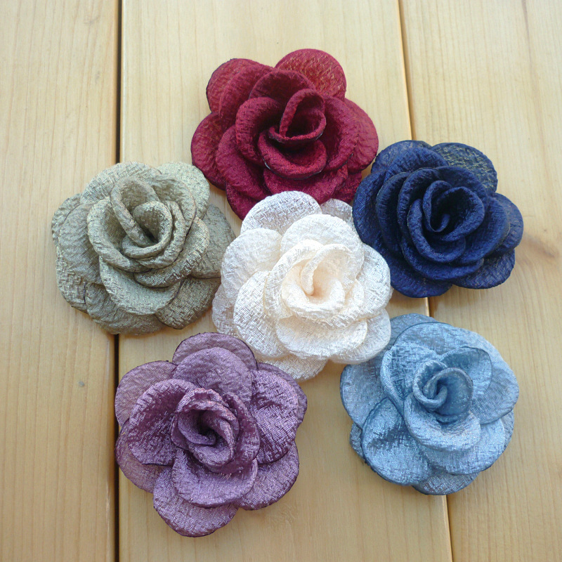 New Korean Version Of Rose Fabric Flower Jewelry Burned Edge Simulation Hair Hair Accessories Dance Shoes Flower Dress Corsage