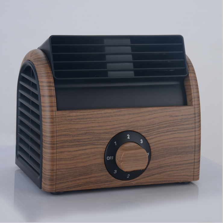 Wood grain mini desk fan Dormitory computer office desktop electric fan Home office helper