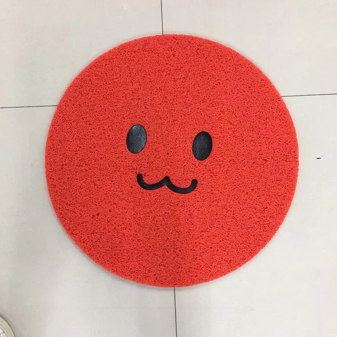 Circular single-color smiling face floor mat, PVC brushed mesh bottom door mat, smiling face mat, anti-slip foot mat Specification drawing