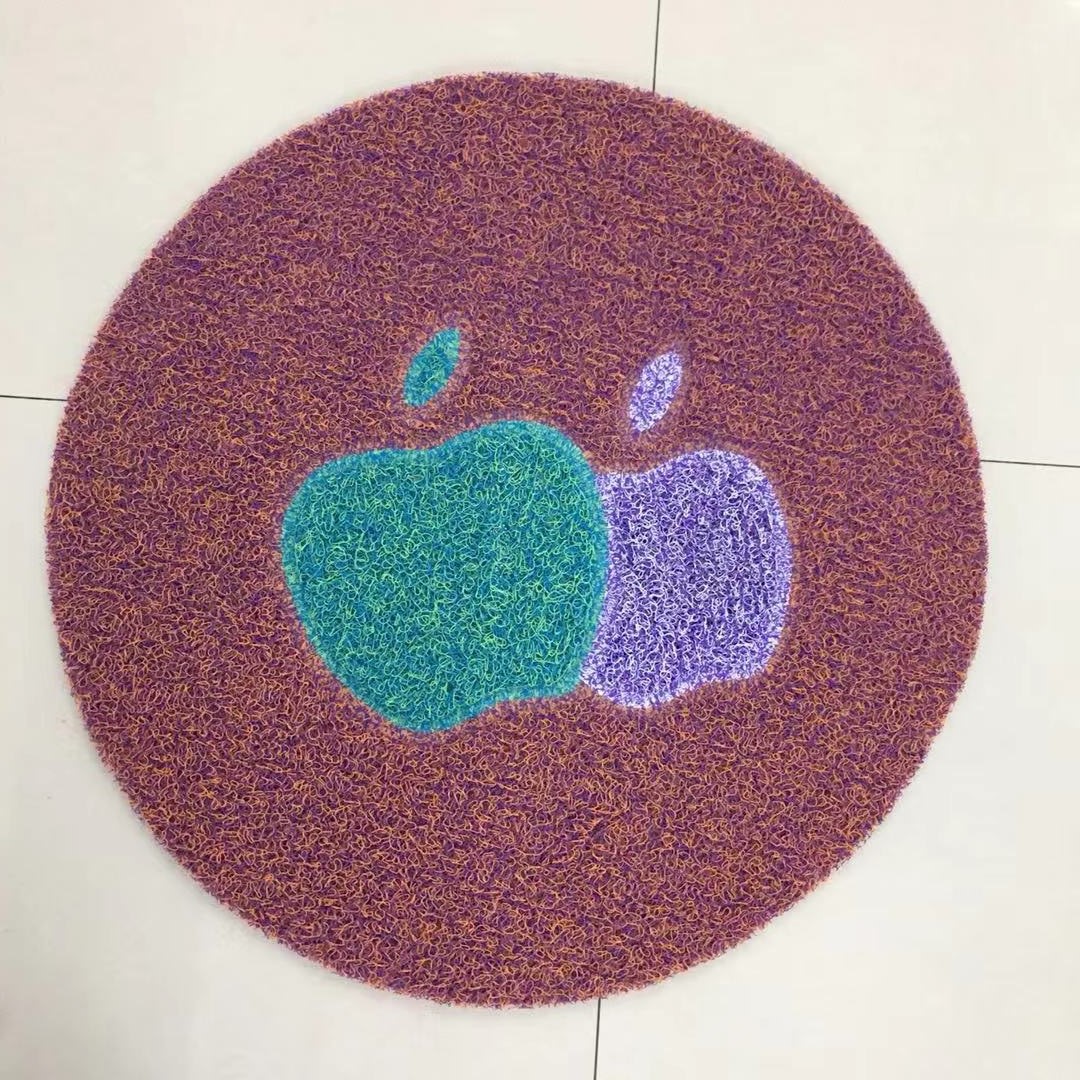 Medium-thick mesh bottom two-color circular puzzle floor mat, entrance brushed puzzle foot mat, anti-slip brushed mat, door mat Item Picture