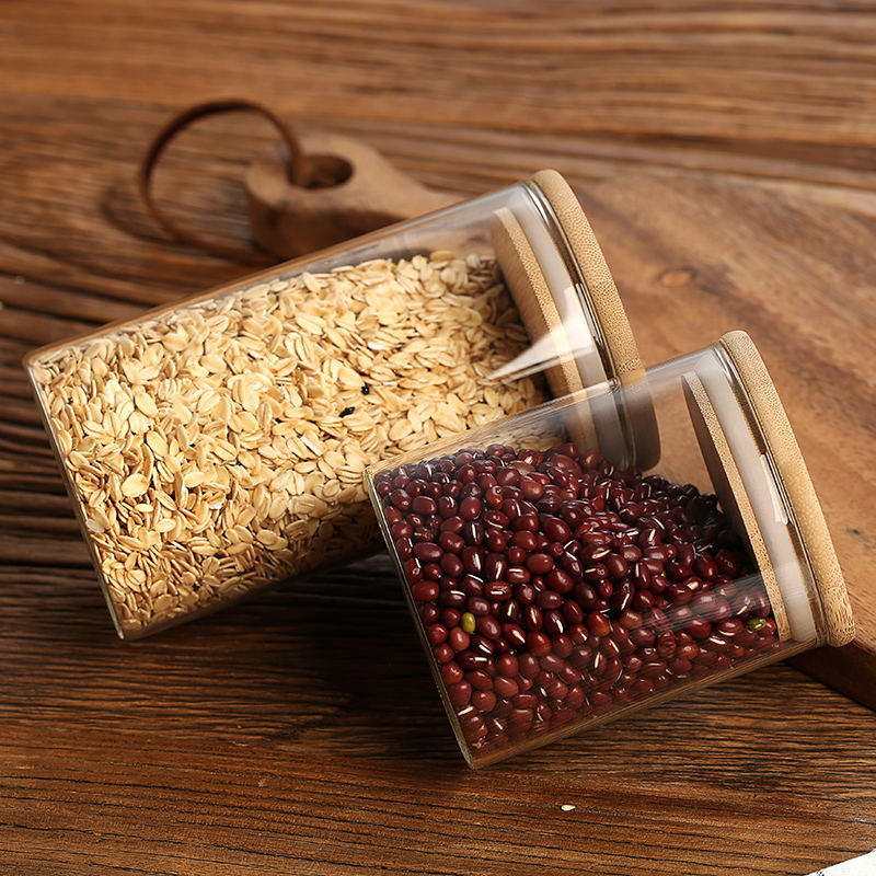 高硼硅玻璃罐 竹盖密封罐 花茶收纳瓶 茶叶罐储物罐防潮产品图