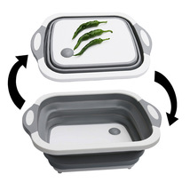 折叠菜板亚马逊新款多功能菜板塑料便携折叠洗菜盆厨房水槽代发