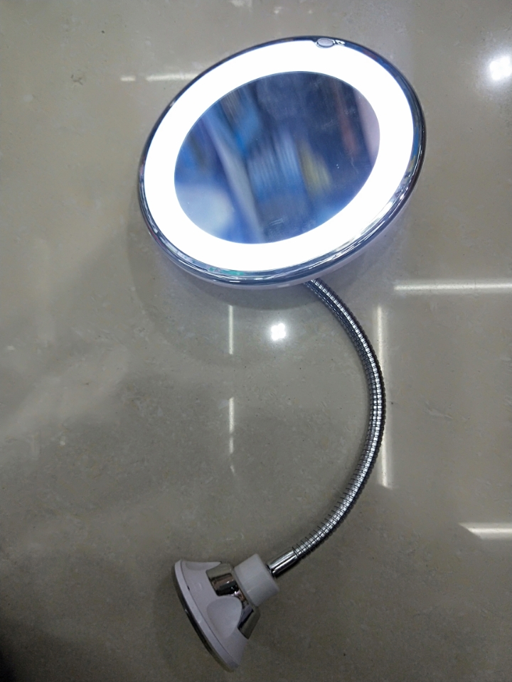 Flexible Mirror LED放大化妆镜鹅颈吸盘浴室美妆镜子补光灯镜细节图