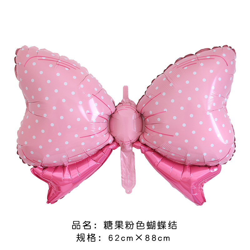 New large-sized candy polka dot bow aluminum film balloon for baby's first birthday party decoration details Picture