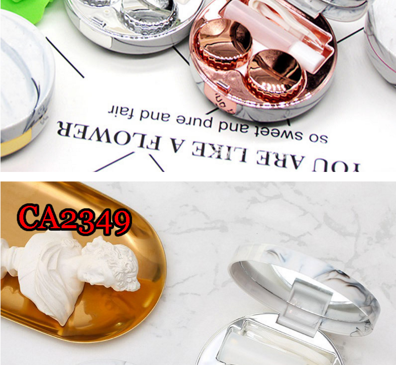 Marbled contact lens case Round top grade cosmetic contact lens box companion box