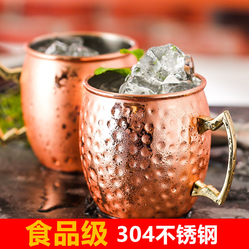 304 stainless steel drum-shaped cups, creative metal beer mugs, rose gold water cups, portable cups, copper cups, wholesale for export details Picture