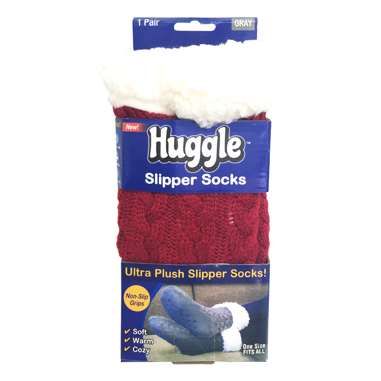 TV Huggle 懒人保暖袜 针织长筒袜 珊瑚绒毛巾袜 居家睡眠袜