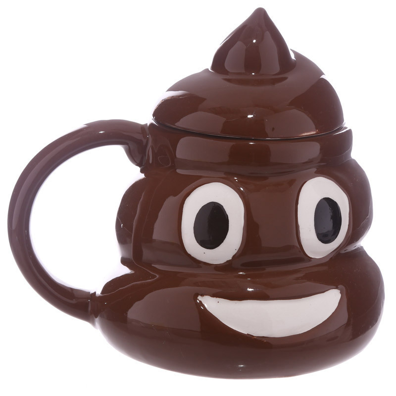 Parody and funny prank poop cup, emoji cup, poop ceramic mug with lid, coffee cup