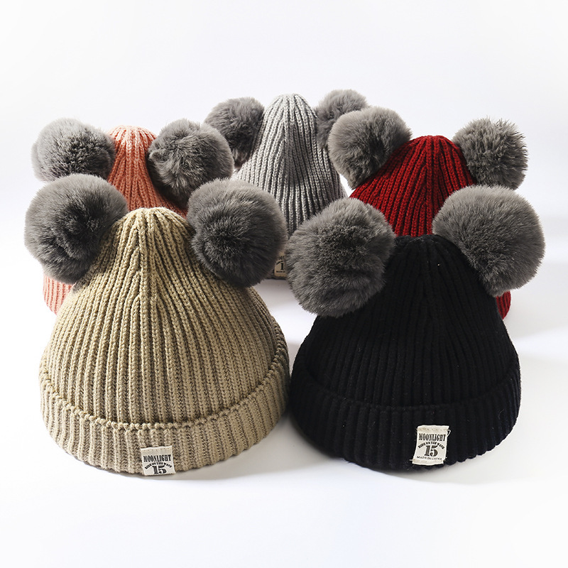 Korean Version Of The New Autumn And Winter Women's Knitted Hat With Cashmere Warm Autumn And Winter Woolen Hat Thickened Fashion Hairball Hat