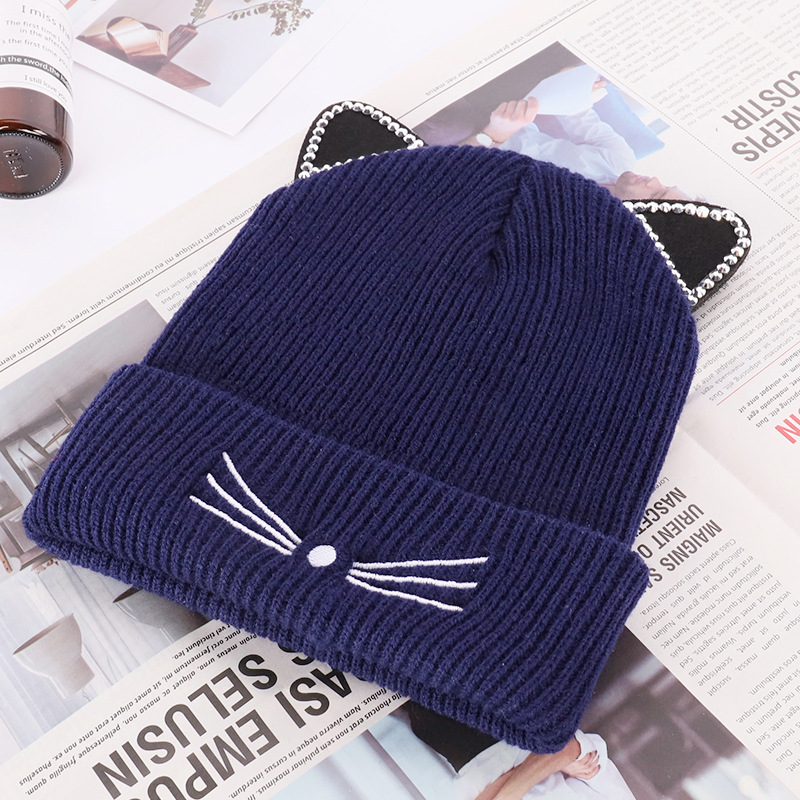 New autumn and winter warm knit hat cute all fashion pullover hat solid color light plate wool hat wholesale Application Scenario