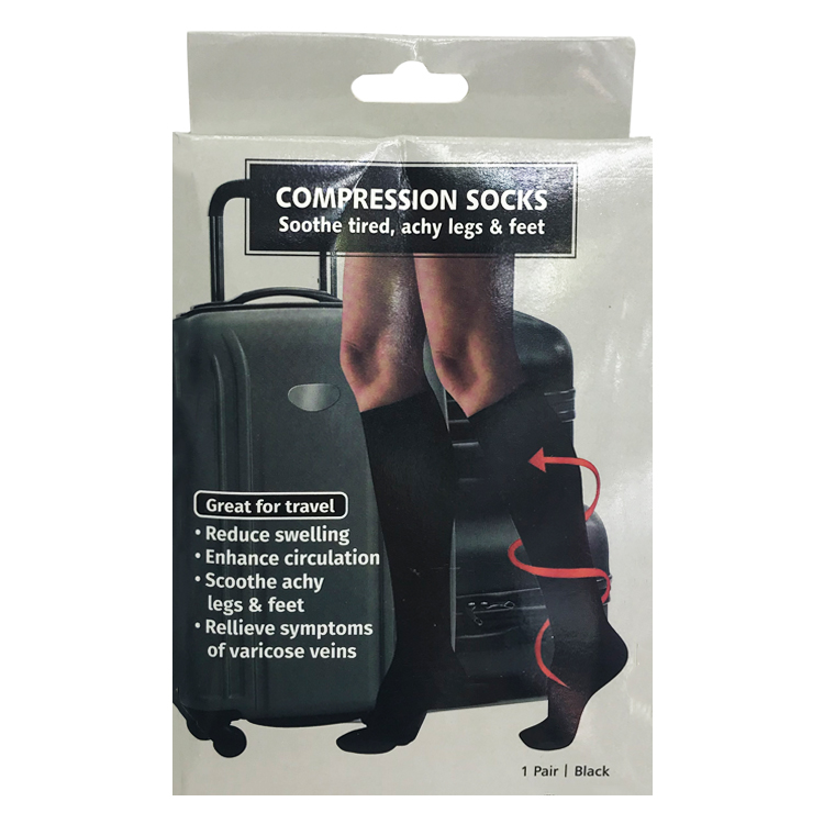 Compression Socks 运动压缩袜 男女长筒袜 黑色长袜产品图