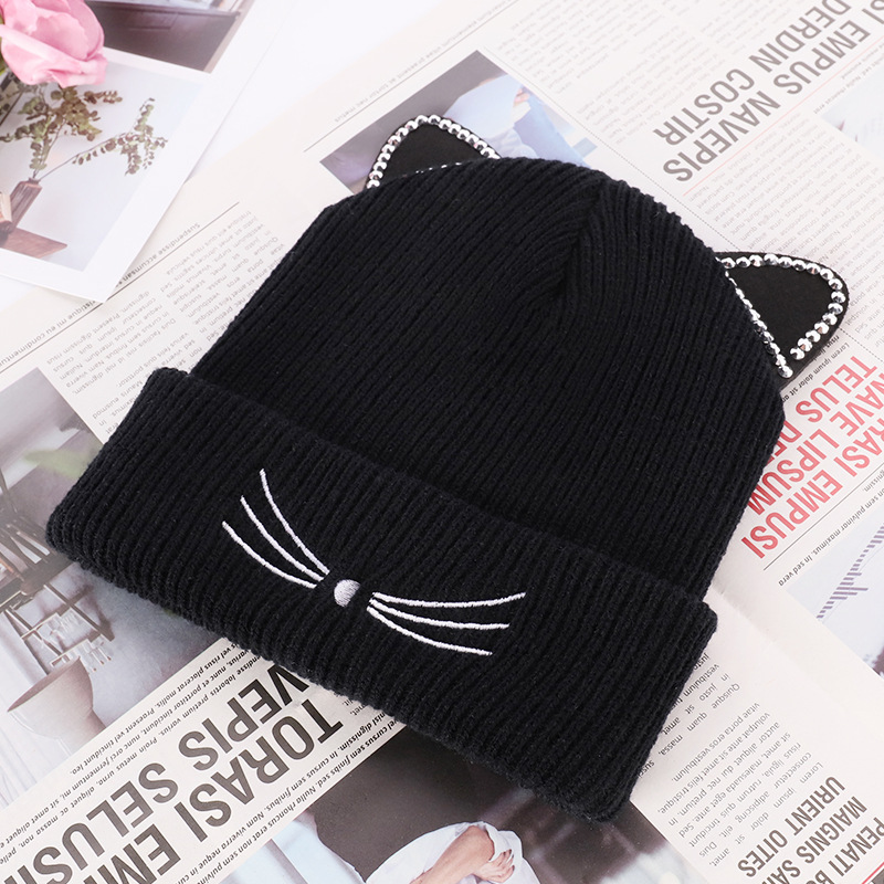 New autumn and winter warm knit hat cute all fashion pullover hat solid color light plate wool hat wholesale Specification drawing