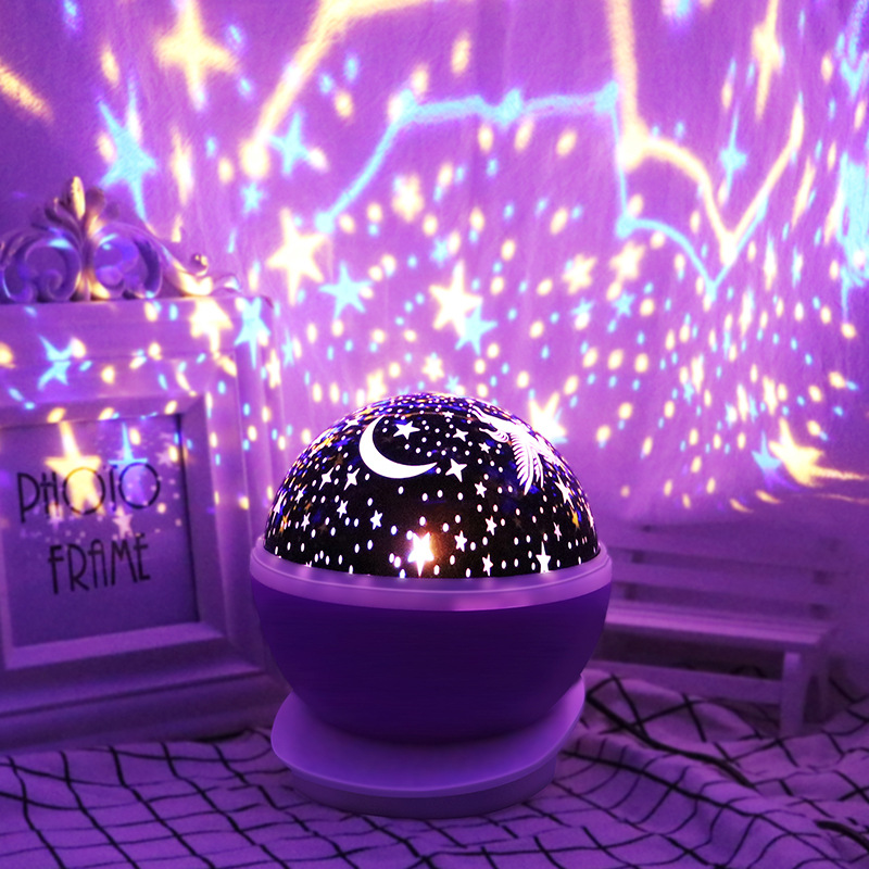 Starry sky automatic rotating projection light, USB star Moon light, seven-color diamond starlight projector, LED night light Specification image