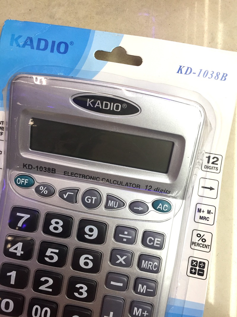 厂家供应 大屏幕大按键桌面KADIO 实用计算器 KD- 1048B吸卡包装细节图