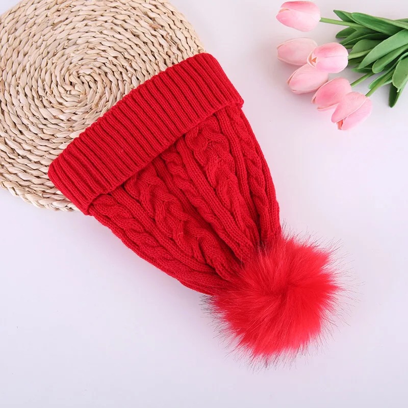 Foreign Trade Europe And The United States Autumn And Winter Large Wool Ball Thickened With Double Wool Wool Outdoor Warm Knitted Hat Female Spot Wholesale