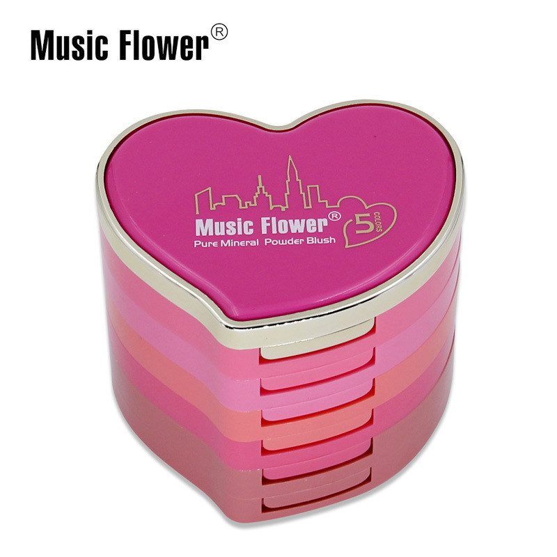MusicFlower新款蜜恋心动五色胭脂粉亲和贴肤易上色胭脂腮红M4014