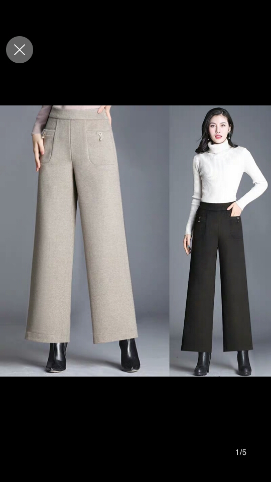 Fall/Winter 2019 new Korean straight slacks for women feel comfortable with high-waist-loose and comfortable woolen wide-leg pants thumbnail