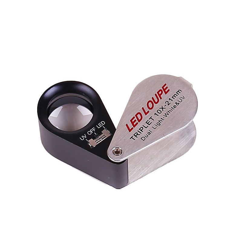 高清光学玻璃镜片放大镜环形LED灯UV验钞灯古玩字画珠宝放大镜图