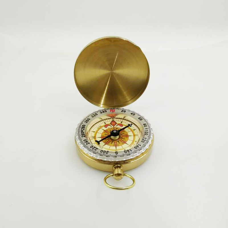G50金属多功能夜光指南针怀表型精美户外野营用品翻盖罗盘指北针细节图
