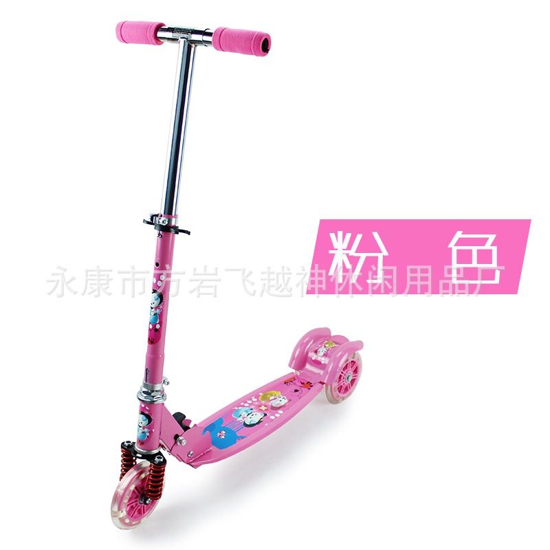 厂家直销儿童三轮滑板车 四轮滑板 可折叠闪光大减震产品图