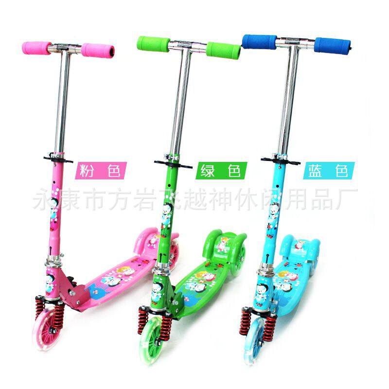 厂家直销儿童三轮滑板车 四轮滑板 可折叠闪光大减震