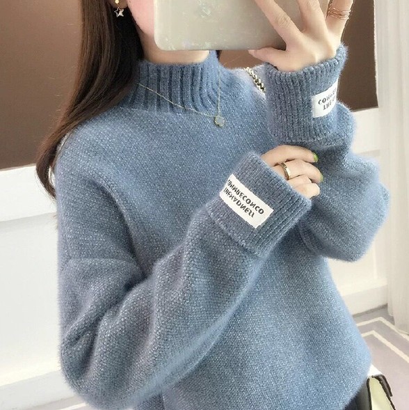 高领毛衣女秋季新款宽松很仙的洋气百搭打底针织衫潮