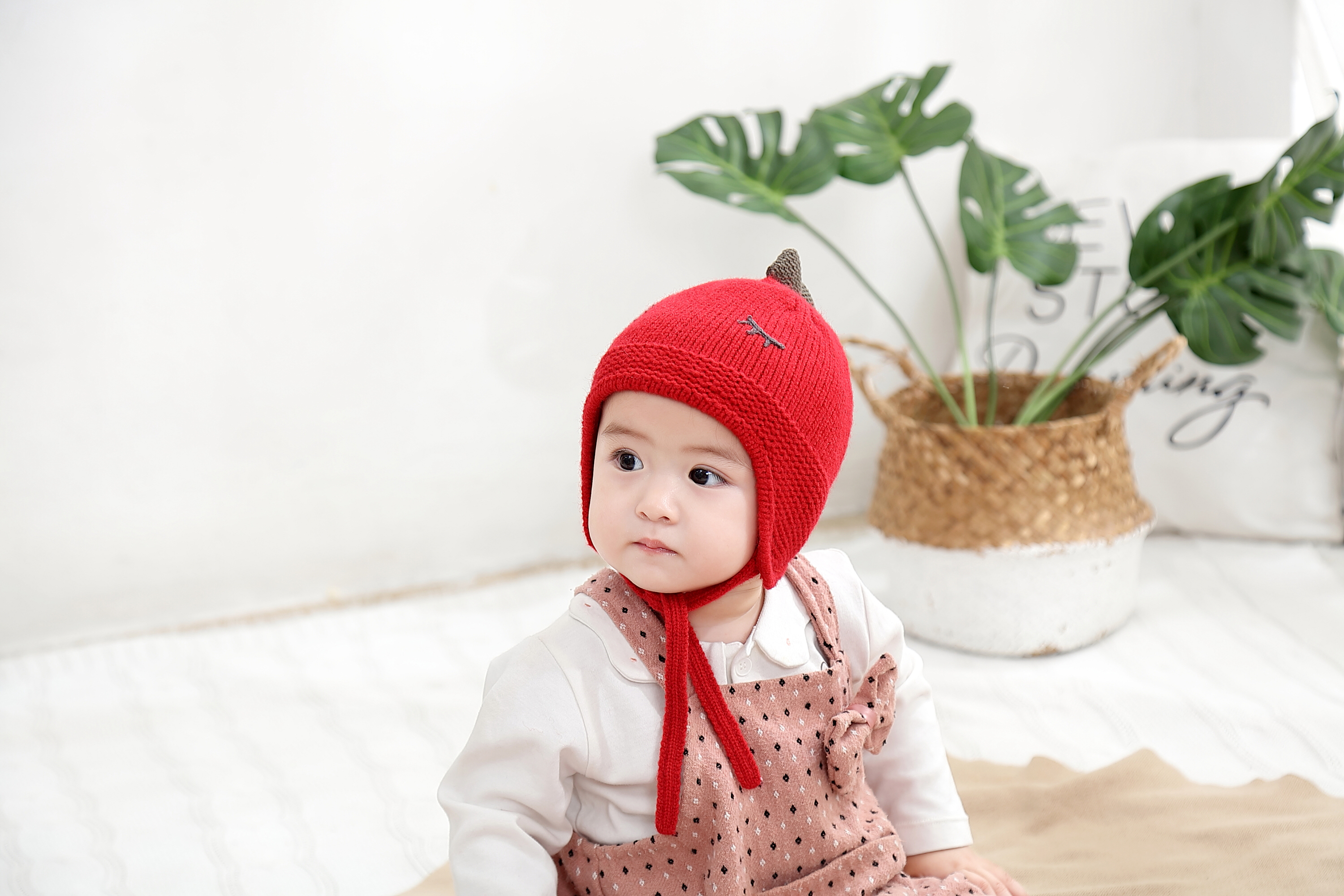Cartoon cute dinosaur warm knitted cap for babies aged 1-2 in winter, windproof baby cap for boys and girls, 48(mw) details Picture