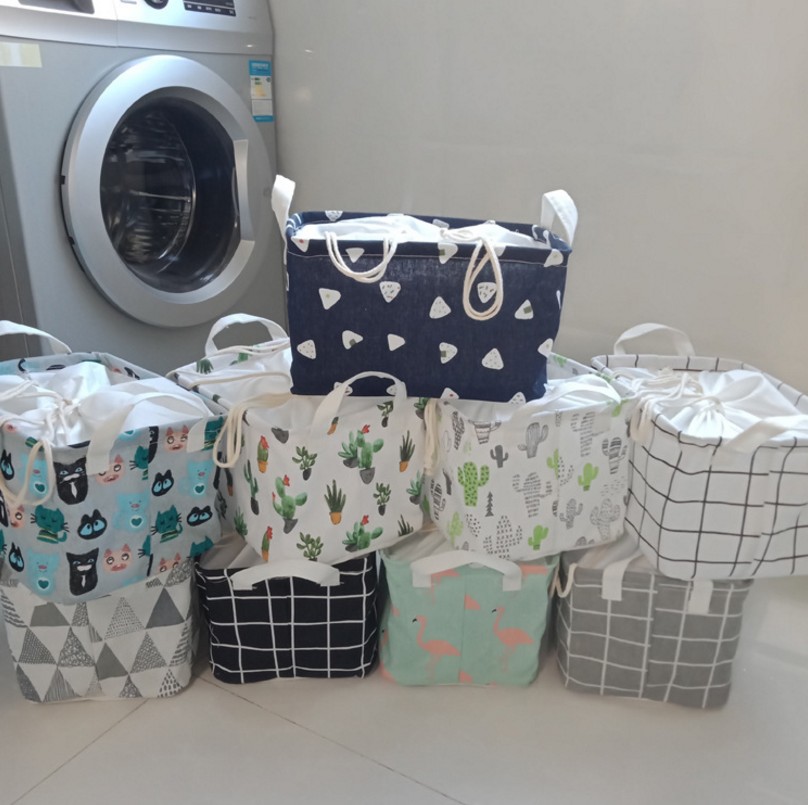 Cotton and linen storage box Fabric storage basket bundle storage bag Clothing storage sundries sorting basket thumbnail