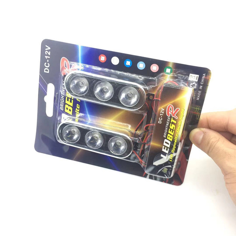 Factory motorcycle led flashing lights, super bright 12V red and blue flashing taillights, one tow and two brake lights, warning light installation Specification drawing
