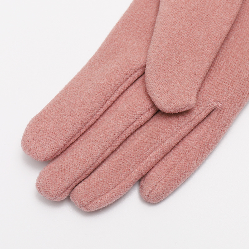 新款秋冬季女士手套蝴蝶结时尚保暖手套户外骑行防风分指手套细节图