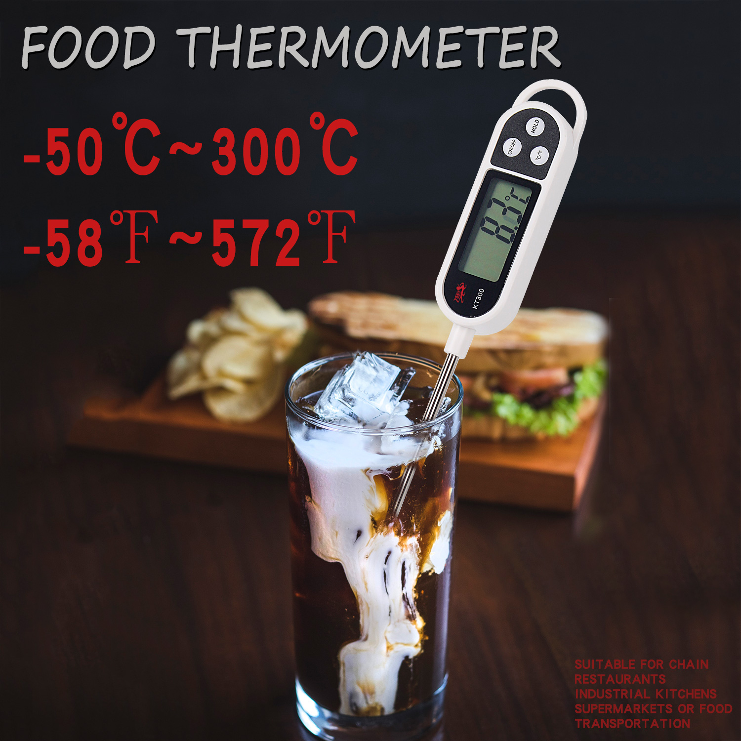 KT300温度计 食品温度计 烧烤温度计 笔式温度计 探针水温油温计详情图1
