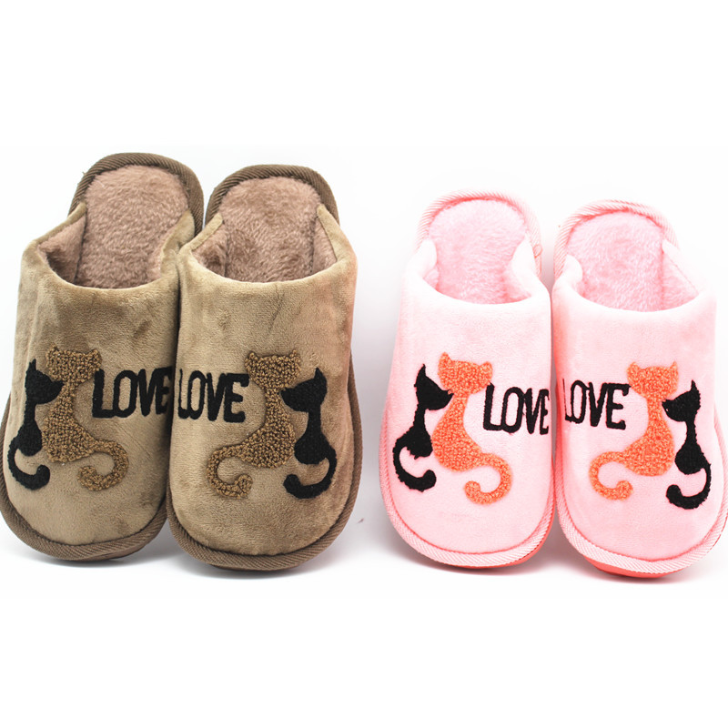 New cotton slippers for women, winter home use, couple cartoon, cute plush cotton slippers for men, factory low price Specification image