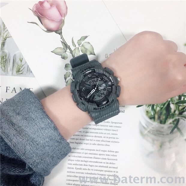 Korean-style trendy large dial denim pattern multi-functional dual-purpose student electronic watch, casual electronic watch Specification image