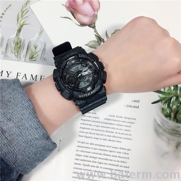 Korean-style trendy large dial denim pattern multi-functional dual-purpose student electronic watch, casual electronic watch Application Scenario
