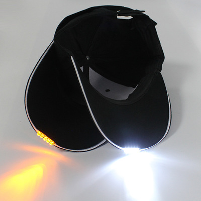 Luminous cap LED luminous baseball cap night fishing lamp bead luminous hat Solid shade hat