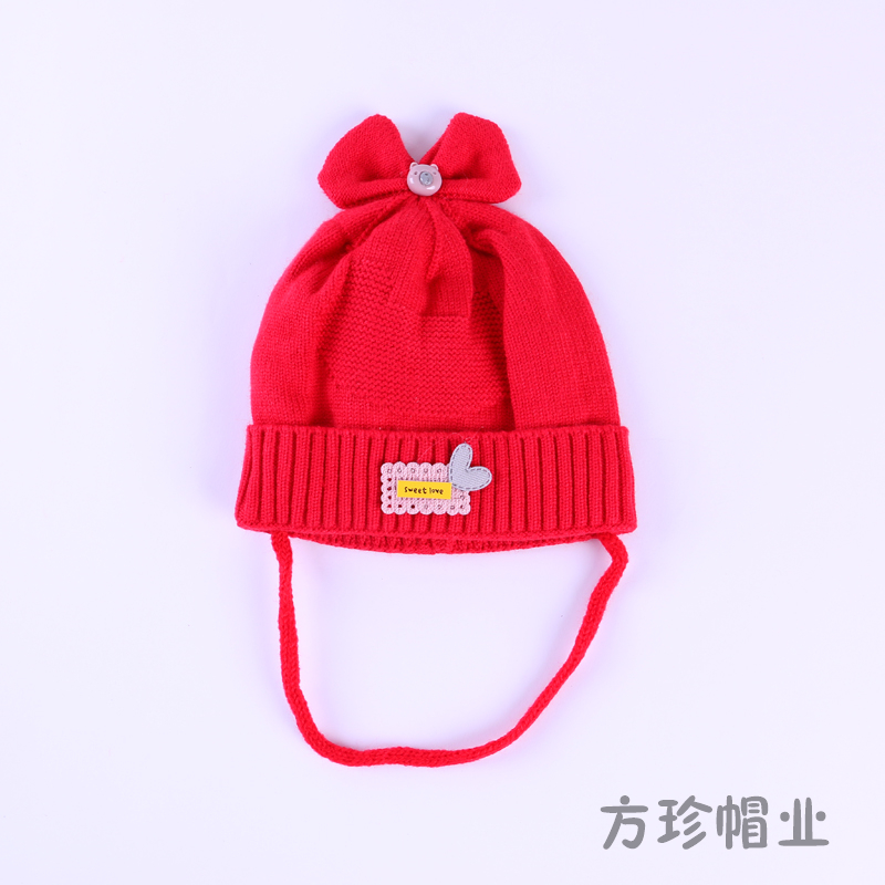 儿童帽子冬季护耳针织女孩毛线可爱熊耳朵帽子男童女童加厚细节图