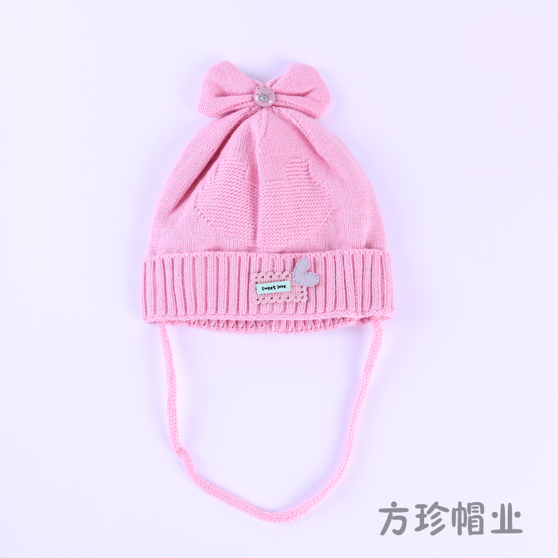 儿童帽子冬季护耳针织女孩毛线可爱熊耳朵帽子男童女童加厚产品图