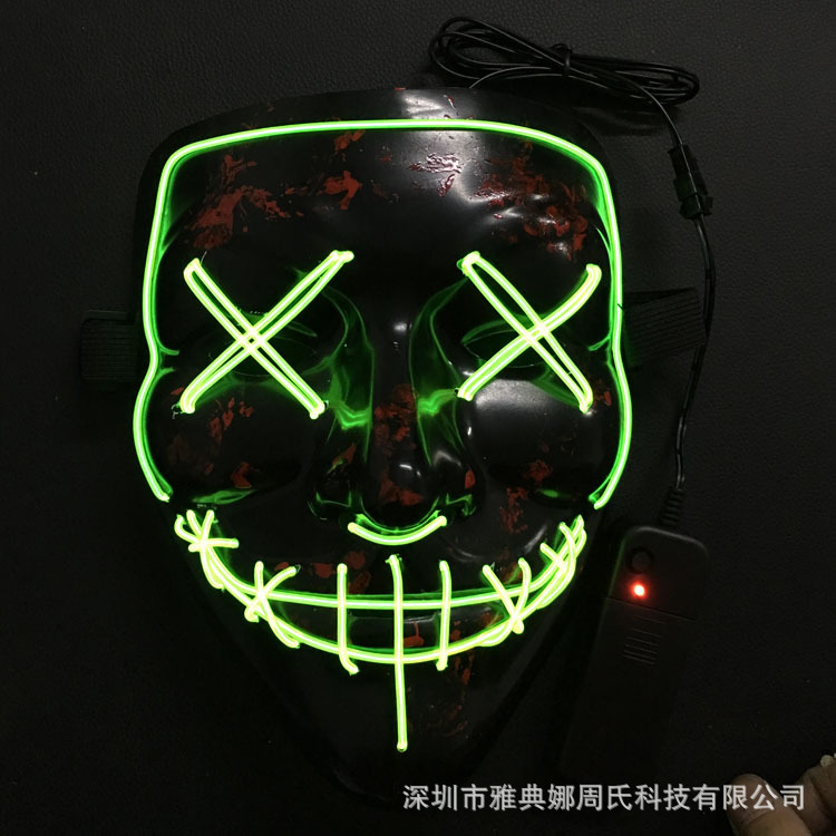 手工定制LED发光面具 万圣节鬼脸成人荧光舞会面具产品图